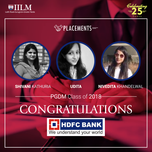 IILM : selected in HDFC Bank