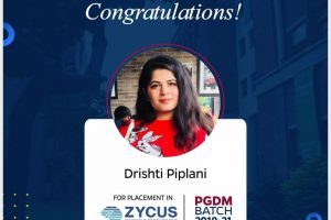 Drishti Piplani for getting selected at Zycus